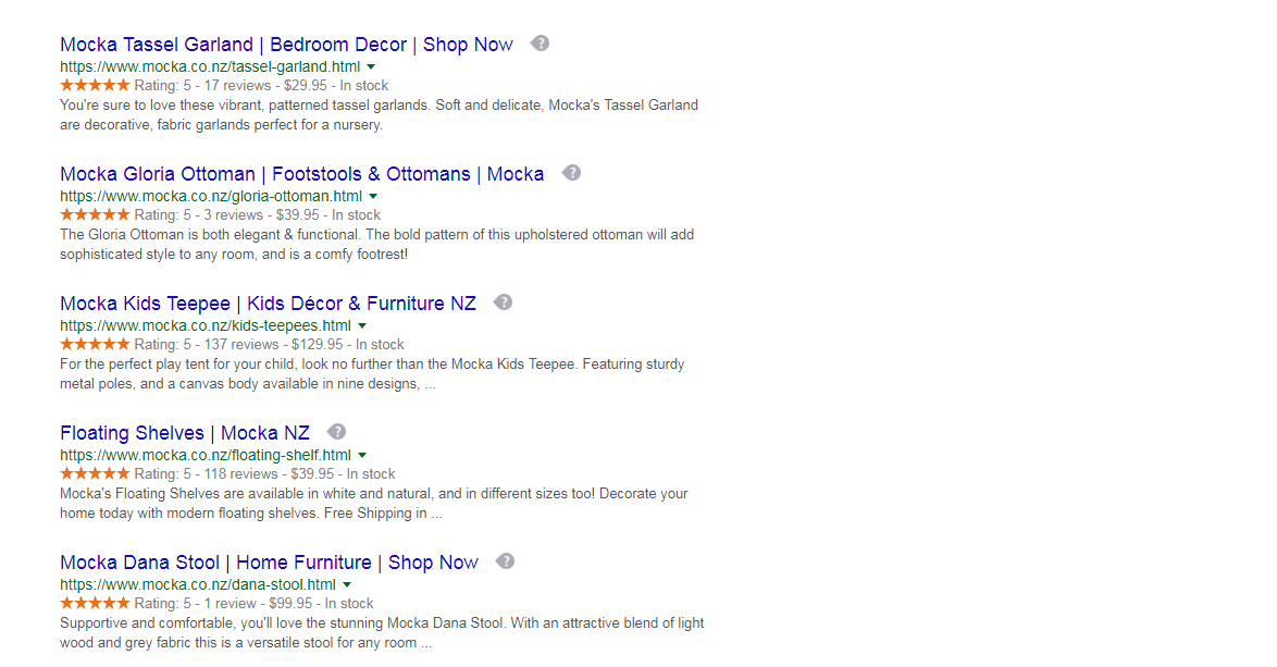reviews in search result